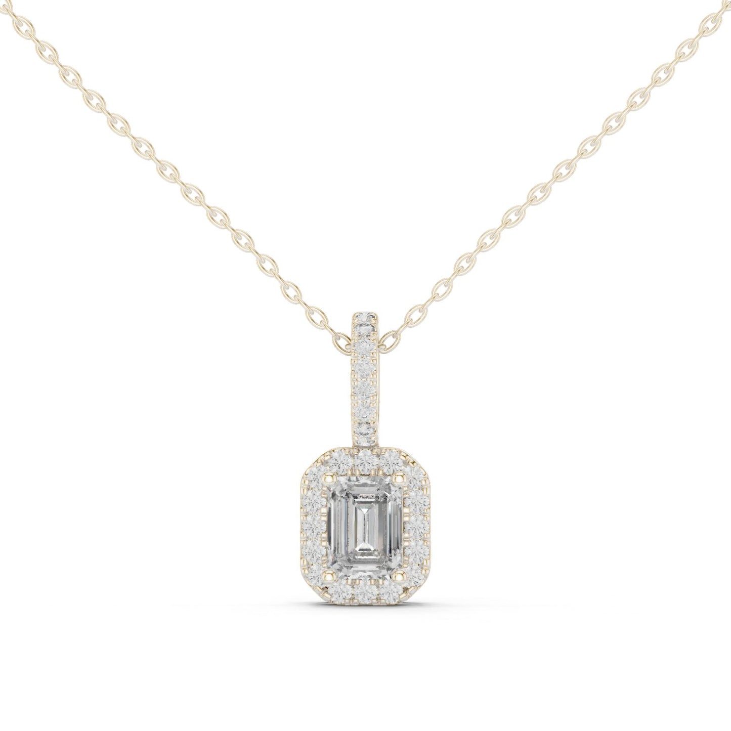 Emerald Lab Grown Diamond Halo Pendant