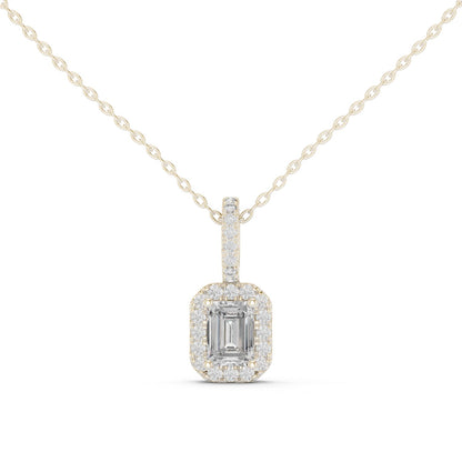 Emerald Lab Grown Diamond Halo Pendant