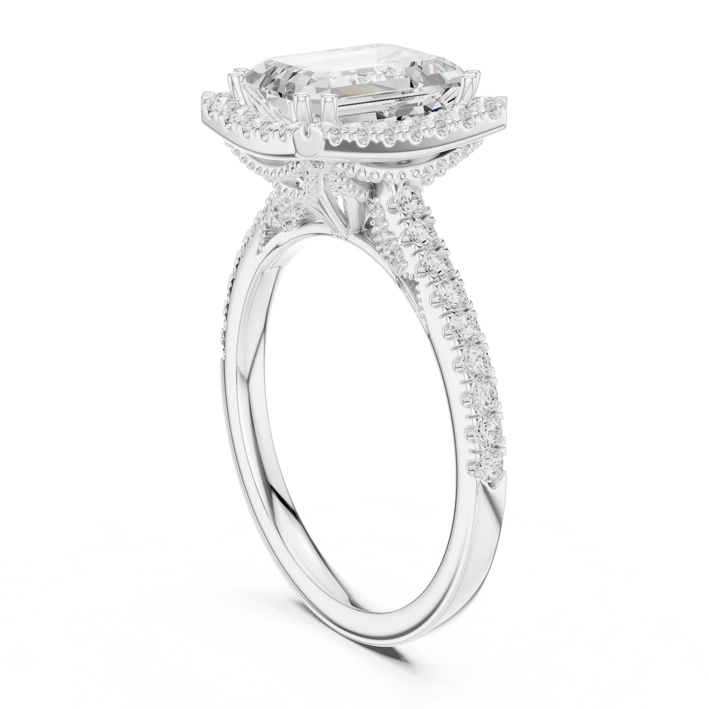 Emerald Lab Grown Diamond Halo Engagement Ring