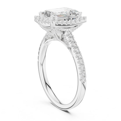 Emerald Lab Grown Diamond Halo Engagement Ring