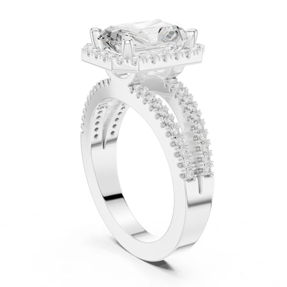 Emerald Lab Grown Diamond Halo Engagement Ring