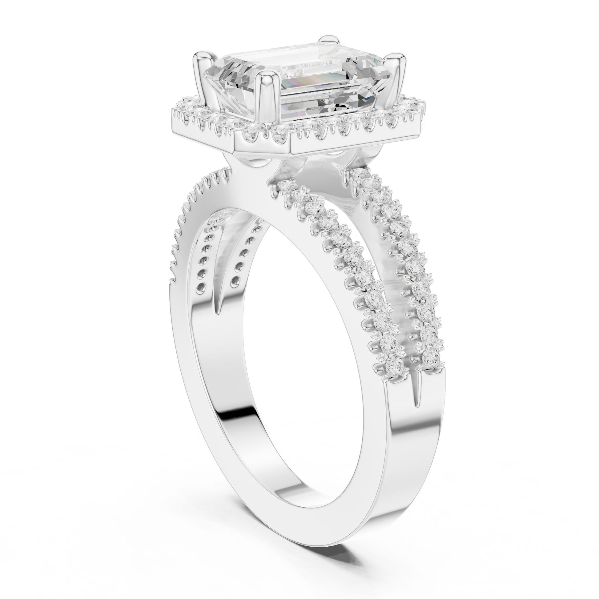 Emerald Lab Grown Diamond Halo Engagement Ring