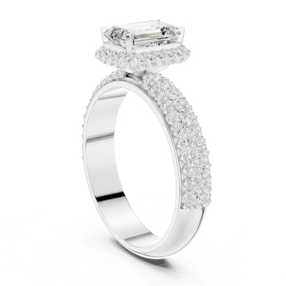 Emerald Lab Grown Diamond Halo Engagement Ring