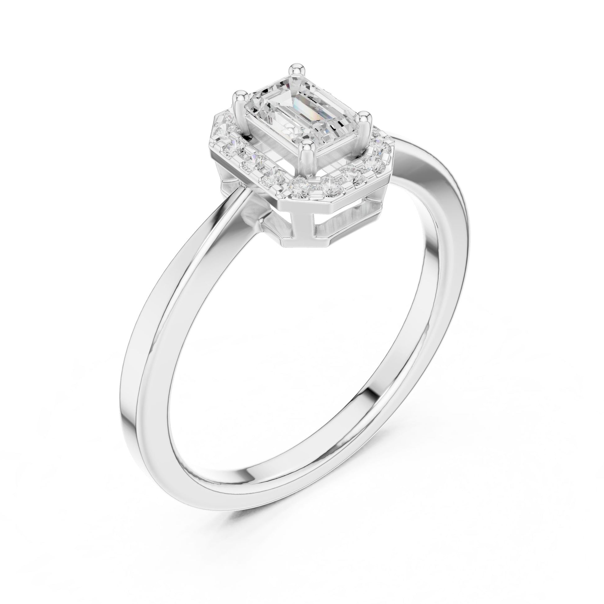 Emerald Lab Grown Diamond Halo Engagement Ring