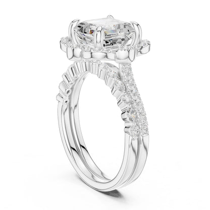 Emerald Lab Grown Diamond Halo Engagement Ring