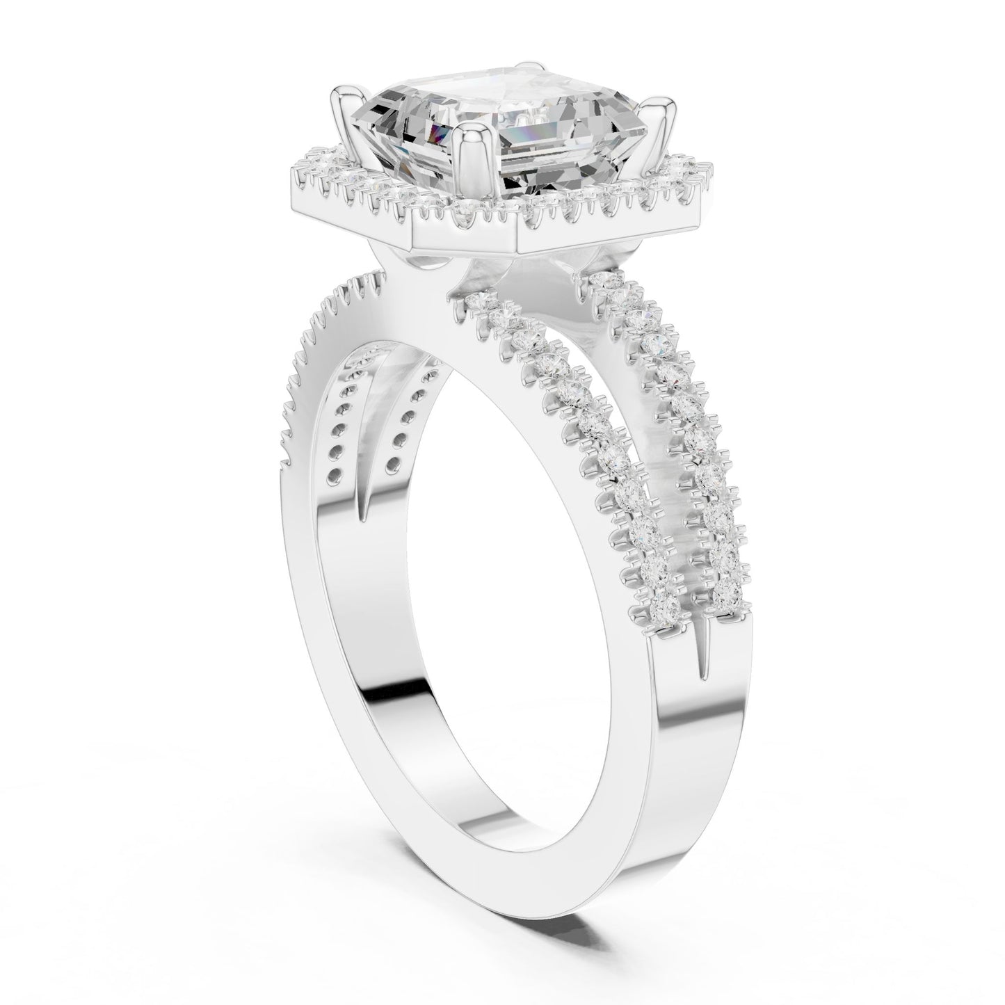 Emerald Lab Grown Diamond Halo Engagement Ring