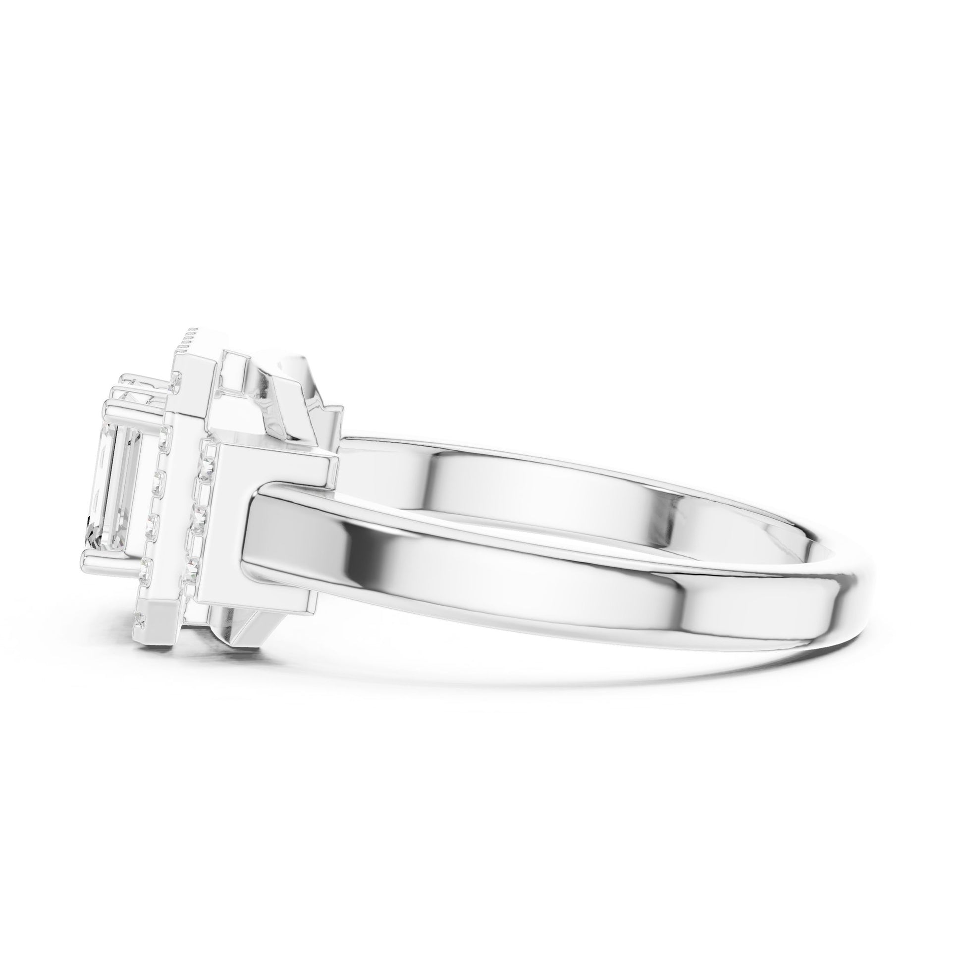 Emerald Lab Grown Diamond Halo Engagement Ring