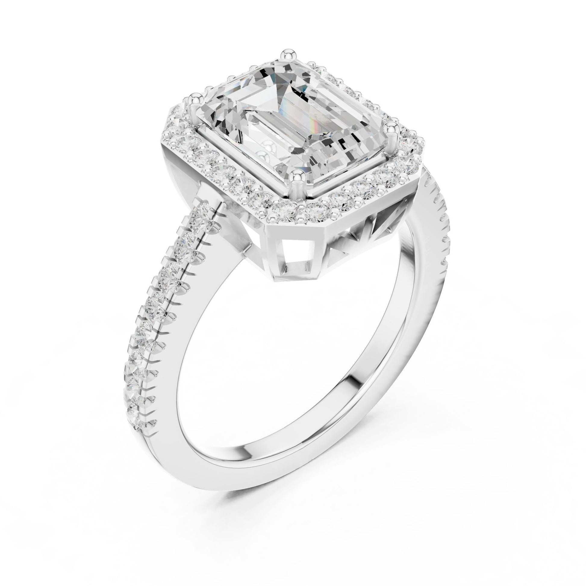 Emerald Lab Grown Diamond Halo Engagement Ring