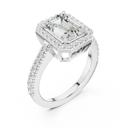 Emerald Lab Grown Diamond Halo Engagement Ring