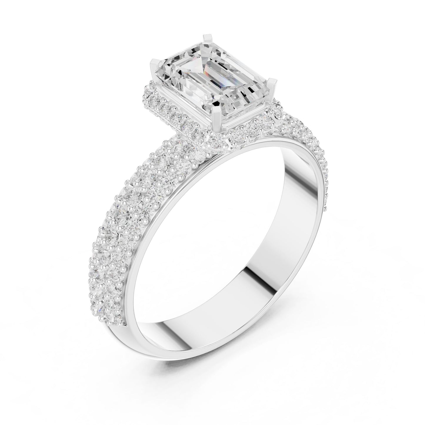 Emerald Lab Grown Diamond Halo Engagement Ring