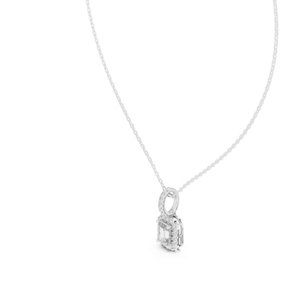 Emerald Lab Grown Diamond Halo Pendant