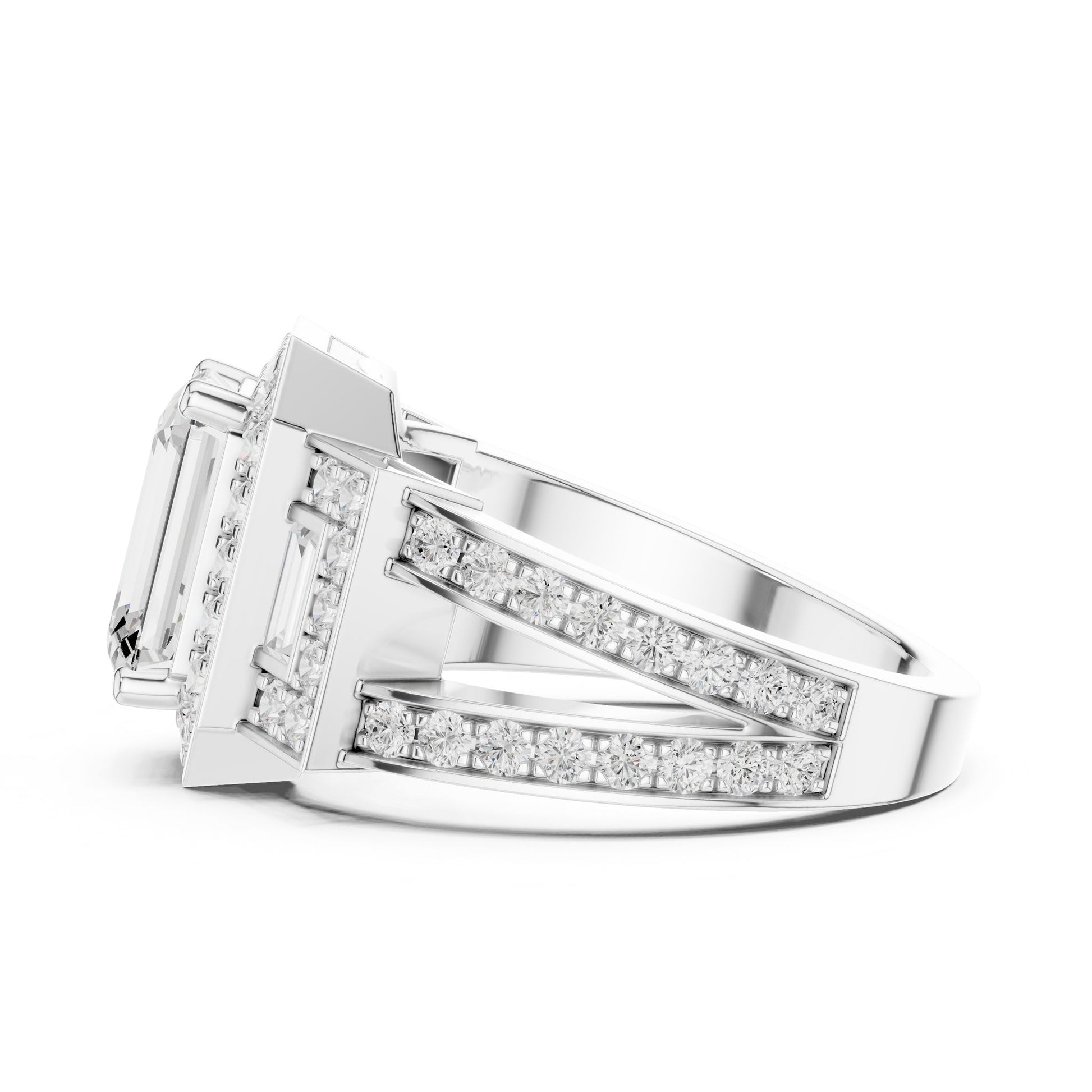 Emerald Lab Grown Diamond Halo Engagement Ring