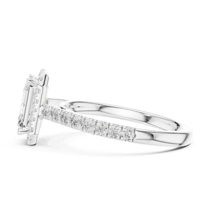Emerald Lab Grown Diamond Halo Engagement Ring