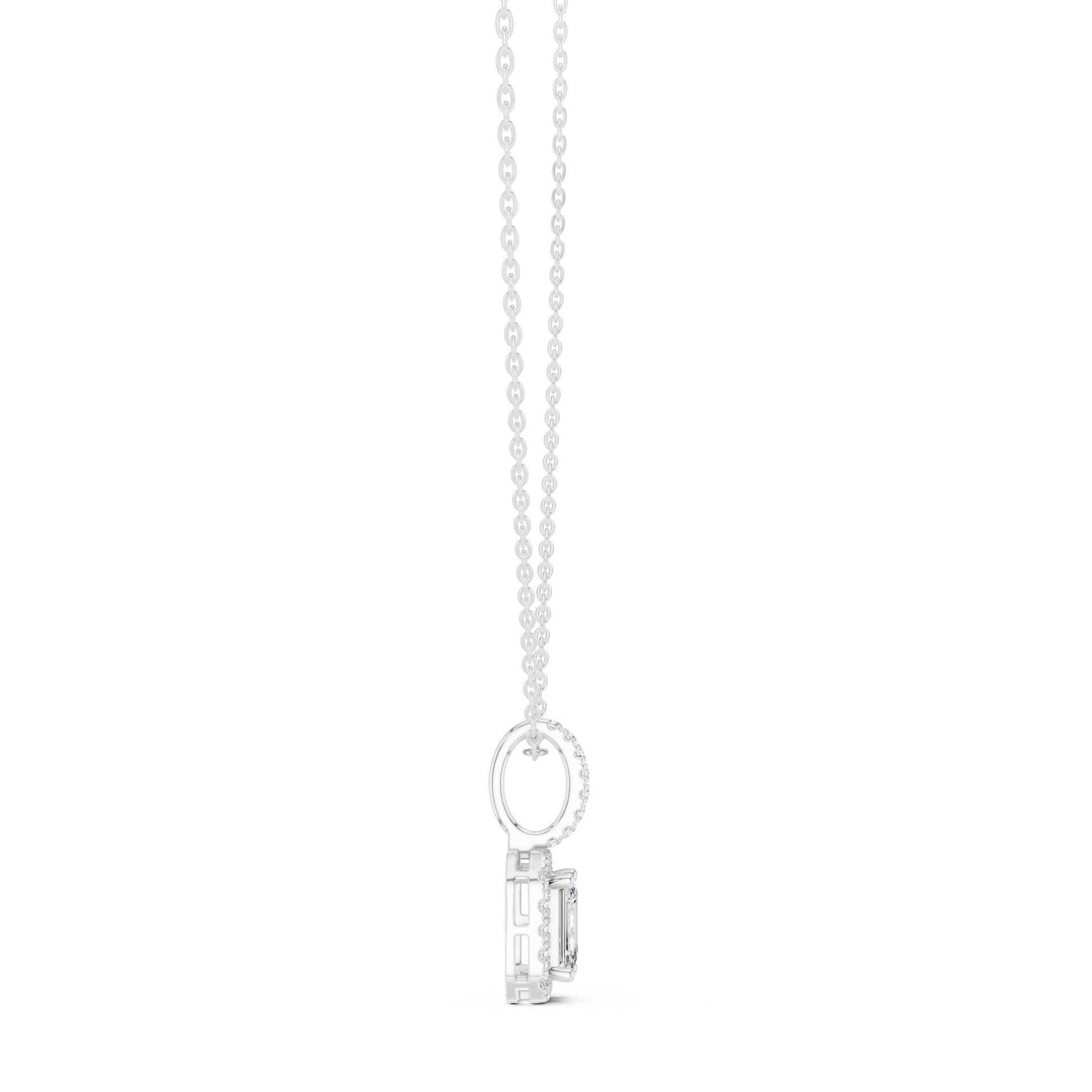 Emerald Lab Grown Diamond Halo Pendant