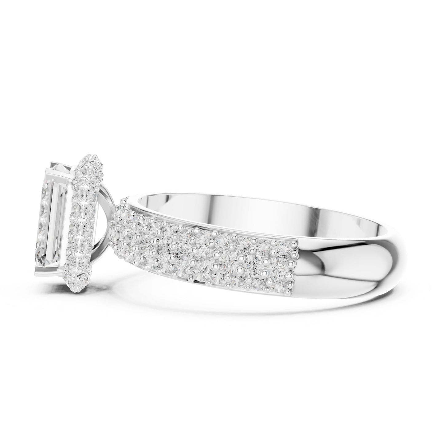 Emerald Lab Grown Diamond Halo Engagement Ring