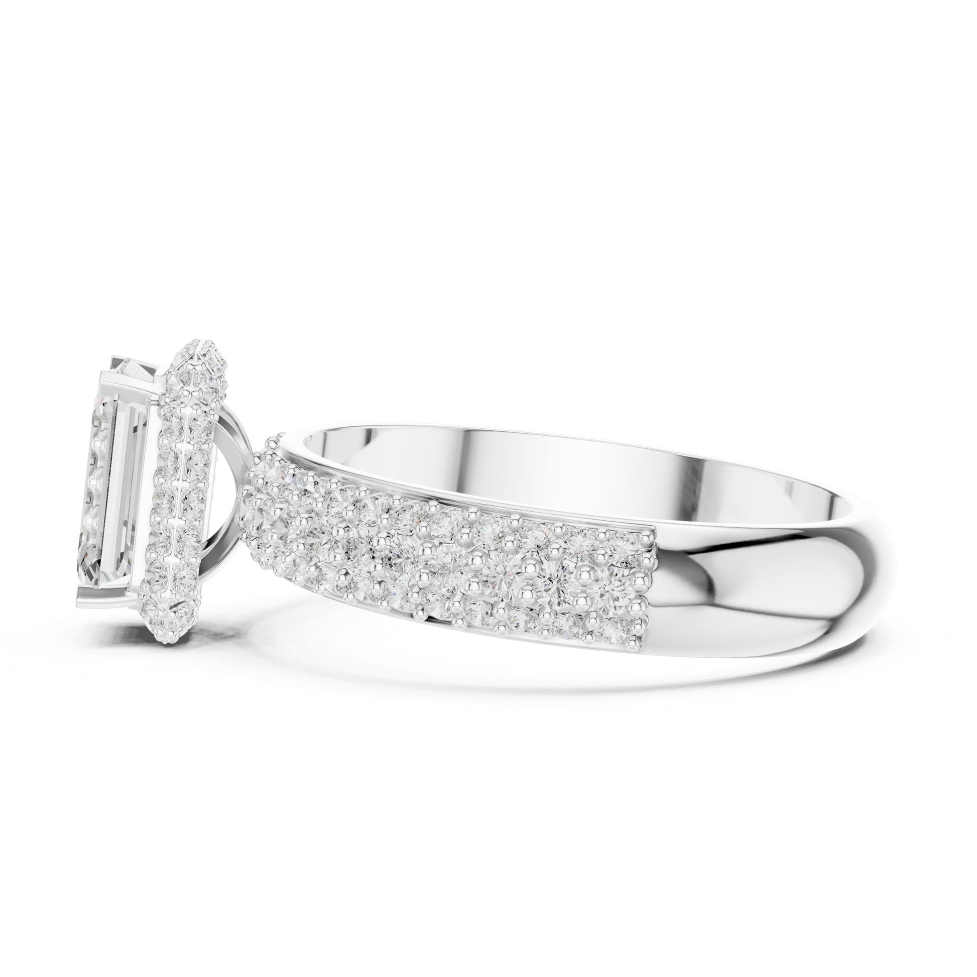 Emerald Lab Grown Diamond Halo Engagement Ring