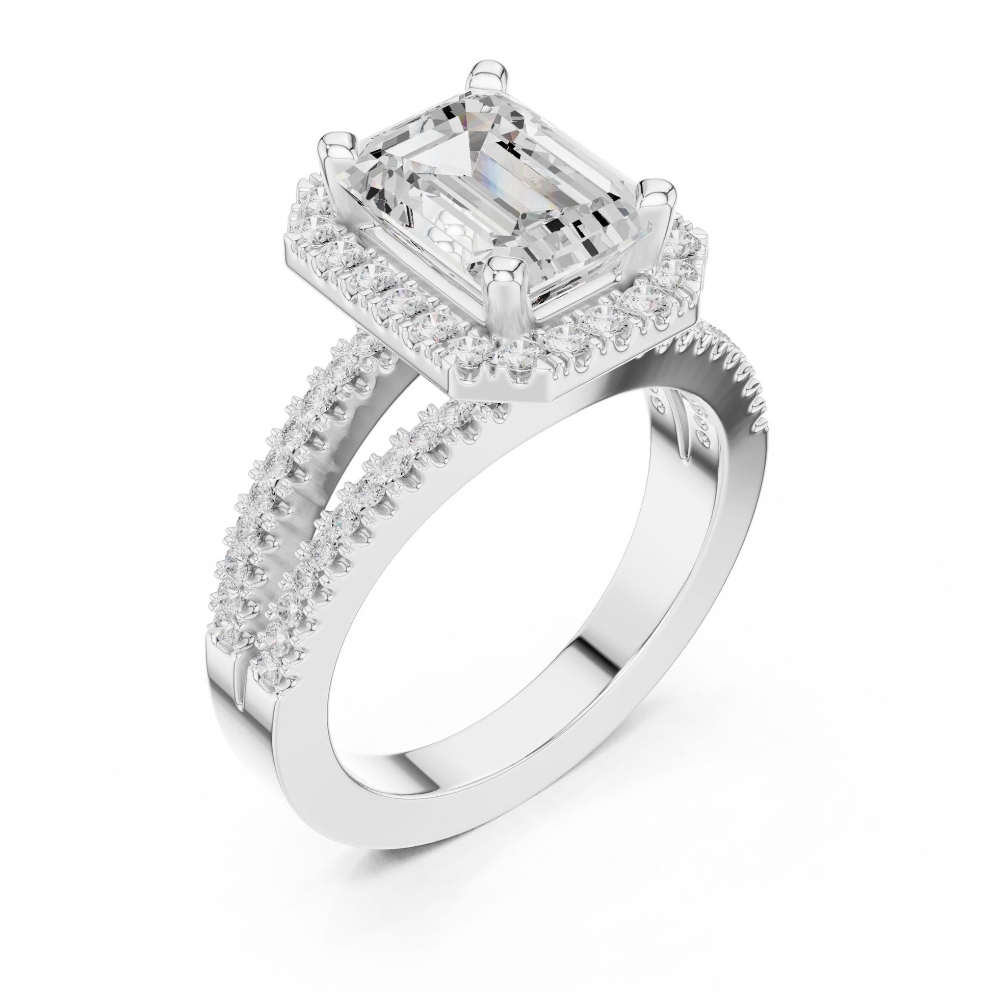 Emerald Lab Grown Diamond Halo Engagement Ring