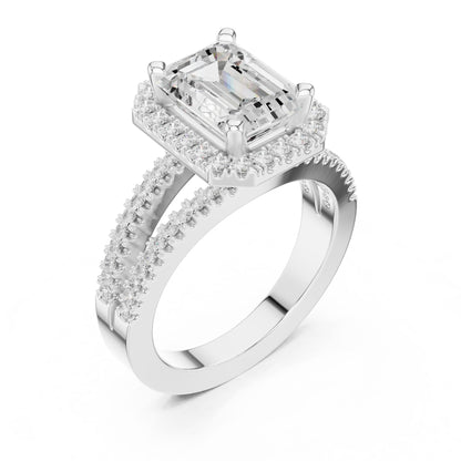 Emerald Lab Grown Diamond Halo Engagement Ring