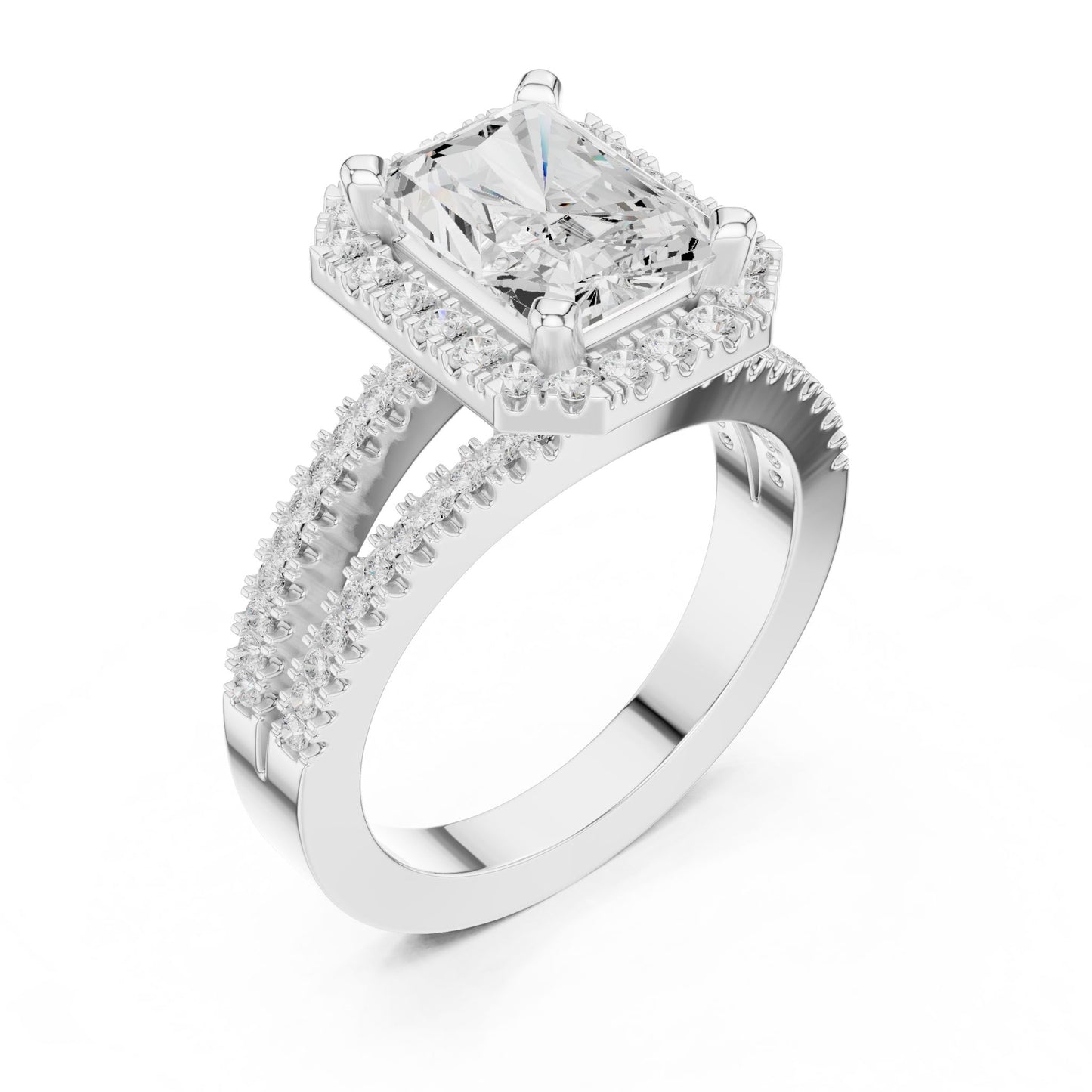 Emerald Lab Grown Diamond Halo Engagement Ring