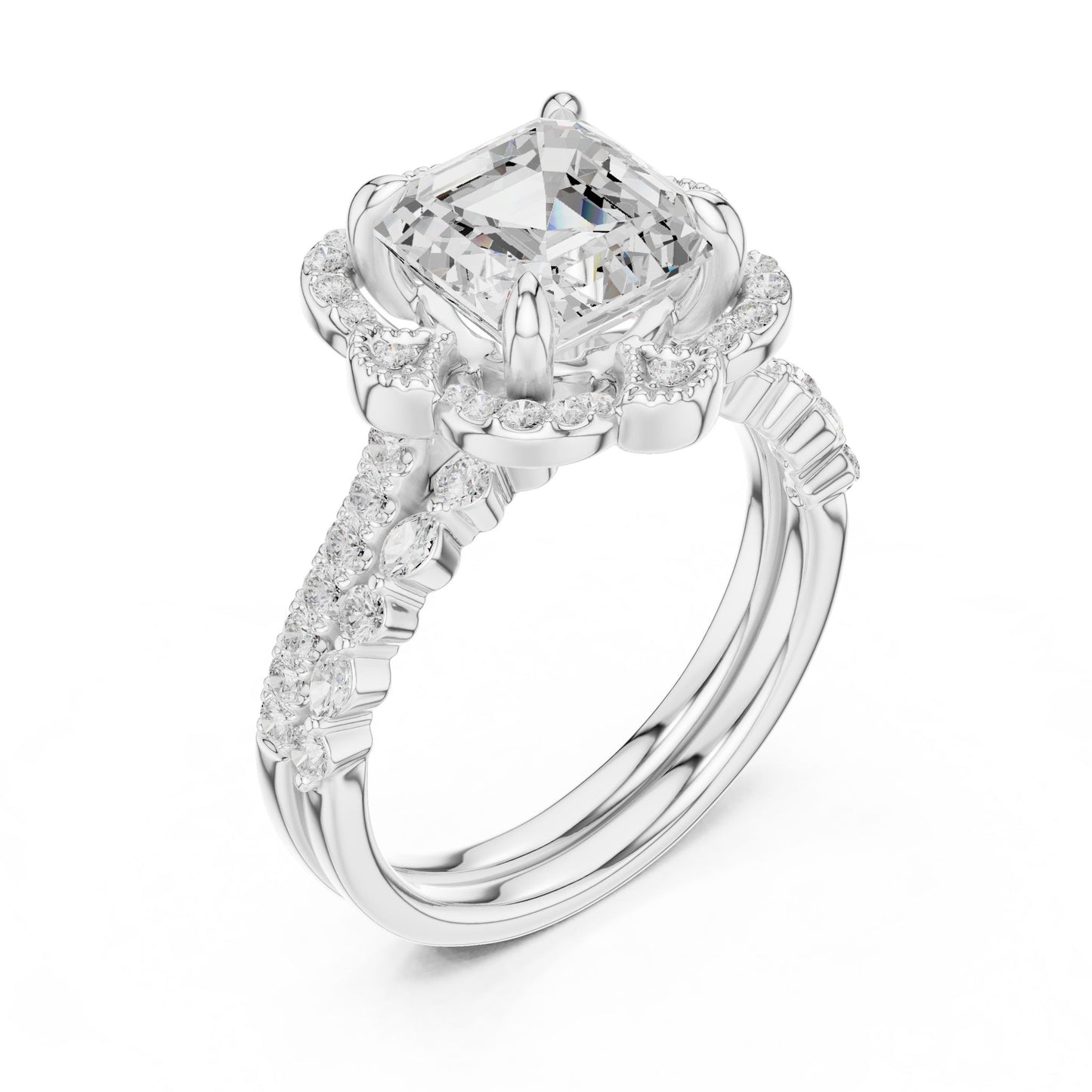 Emerald Lab Grown Diamond Halo Engagement Ring