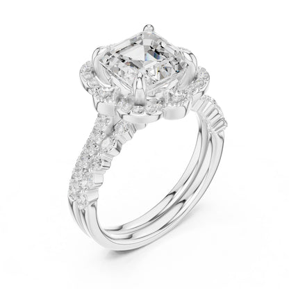 Emerald Lab Grown Diamond Halo Engagement Ring
