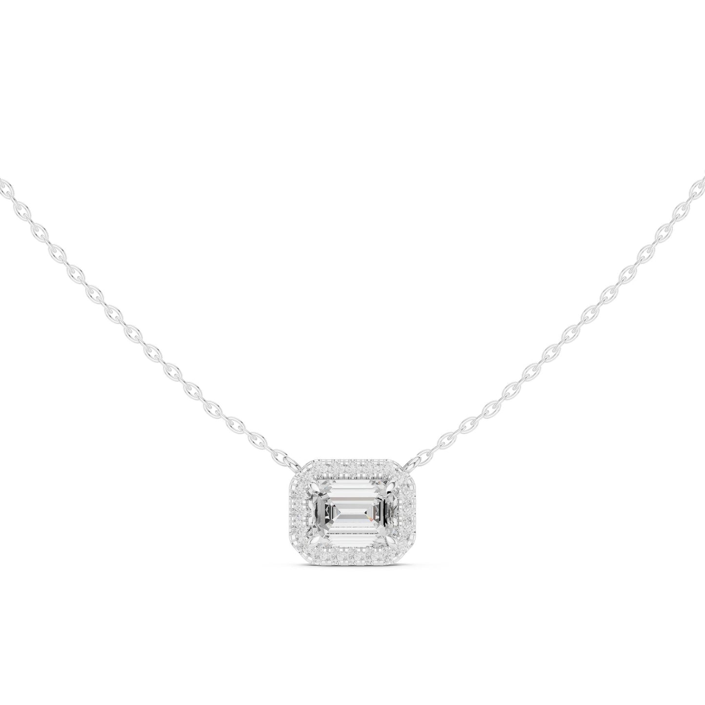 Emerald Lab Grown Diamond Halo Pendant