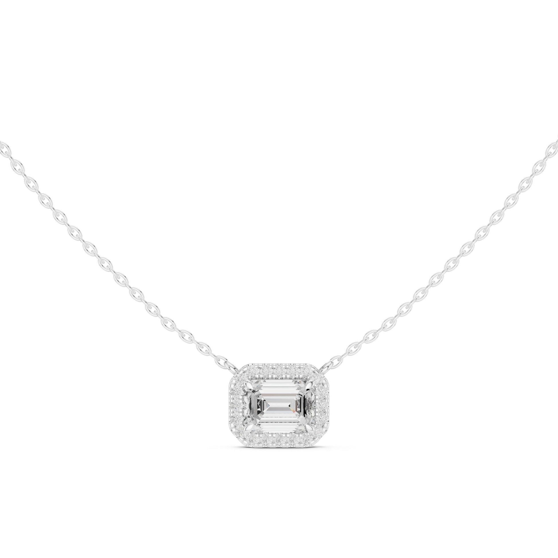 Emerald Lab Grown Diamond Halo Pendant