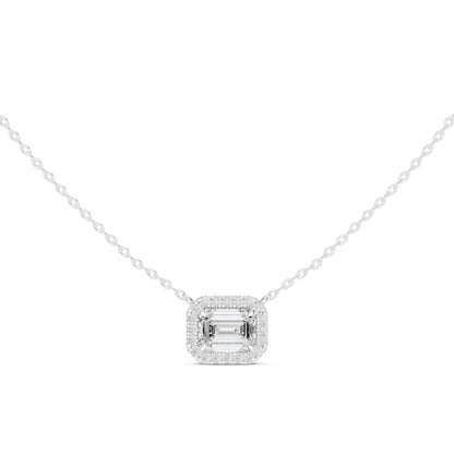 Emerald Lab Grown Diamond Halo Pendant