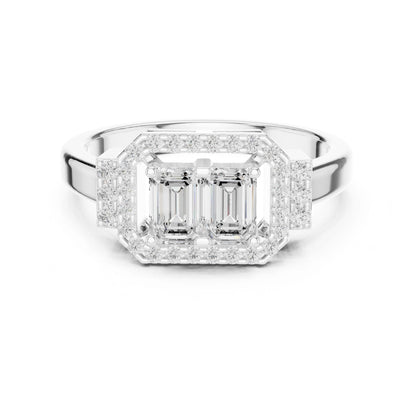 Emerald Lab Grown Diamond Halo Engagement Ring