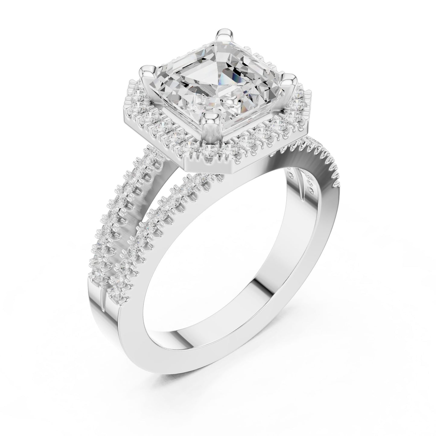 Emerald Lab Grown Diamond Halo Engagement Ring