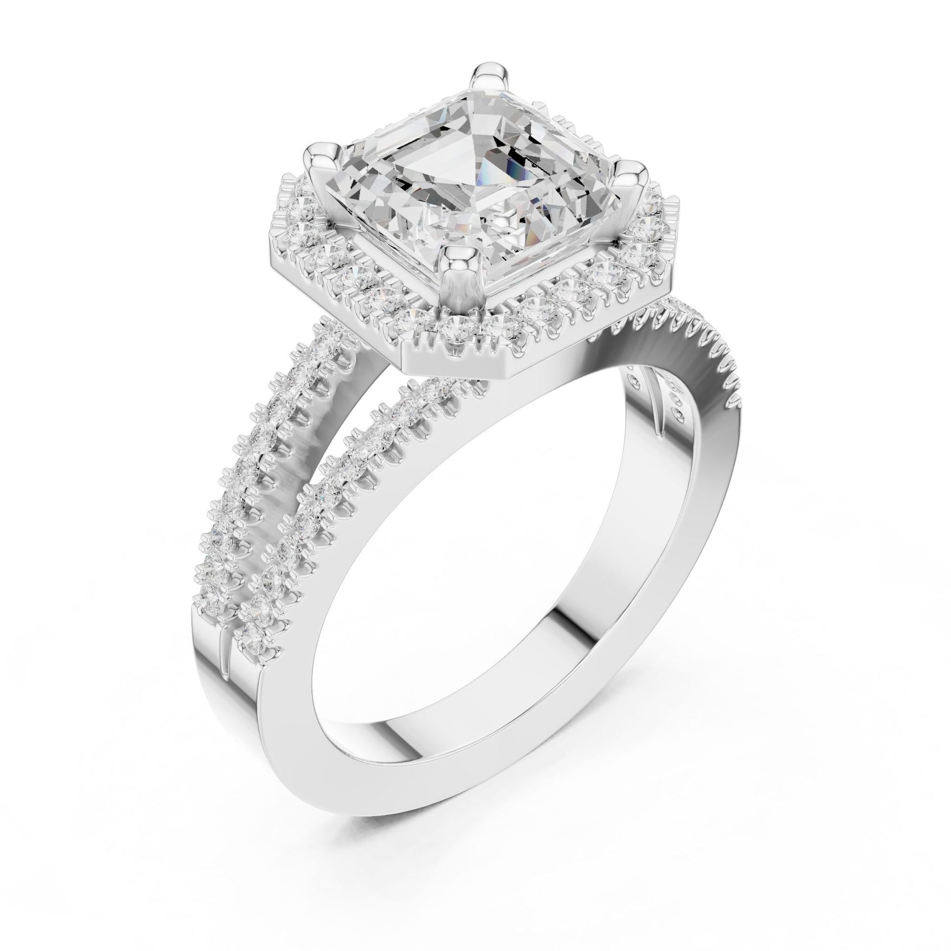 Emerald Lab Grown Diamond Halo Engagement Ring