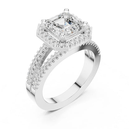 Emerald Lab Grown Diamond Halo Engagement Ring