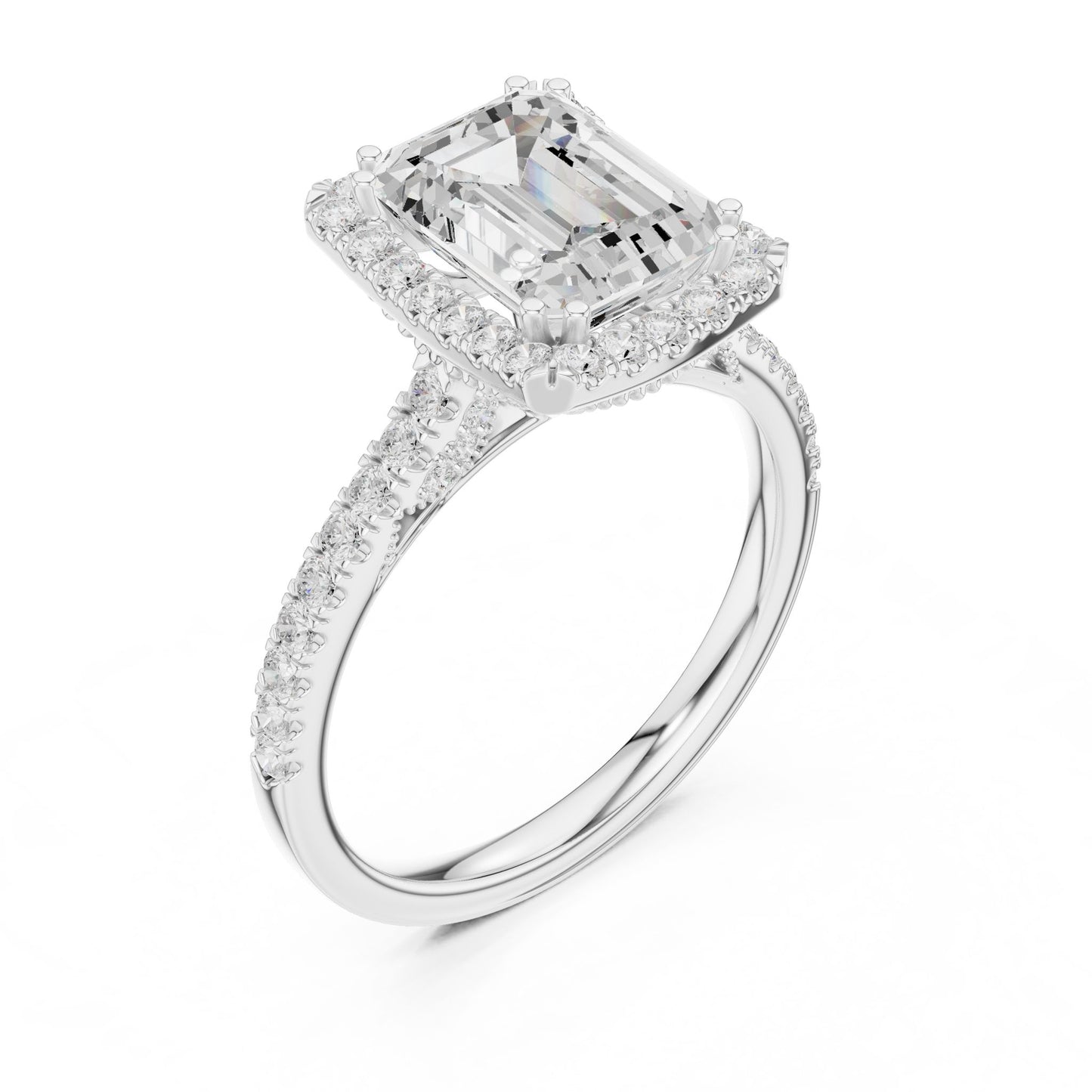 Emerald Lab Grown Diamond Halo Engagement Ring