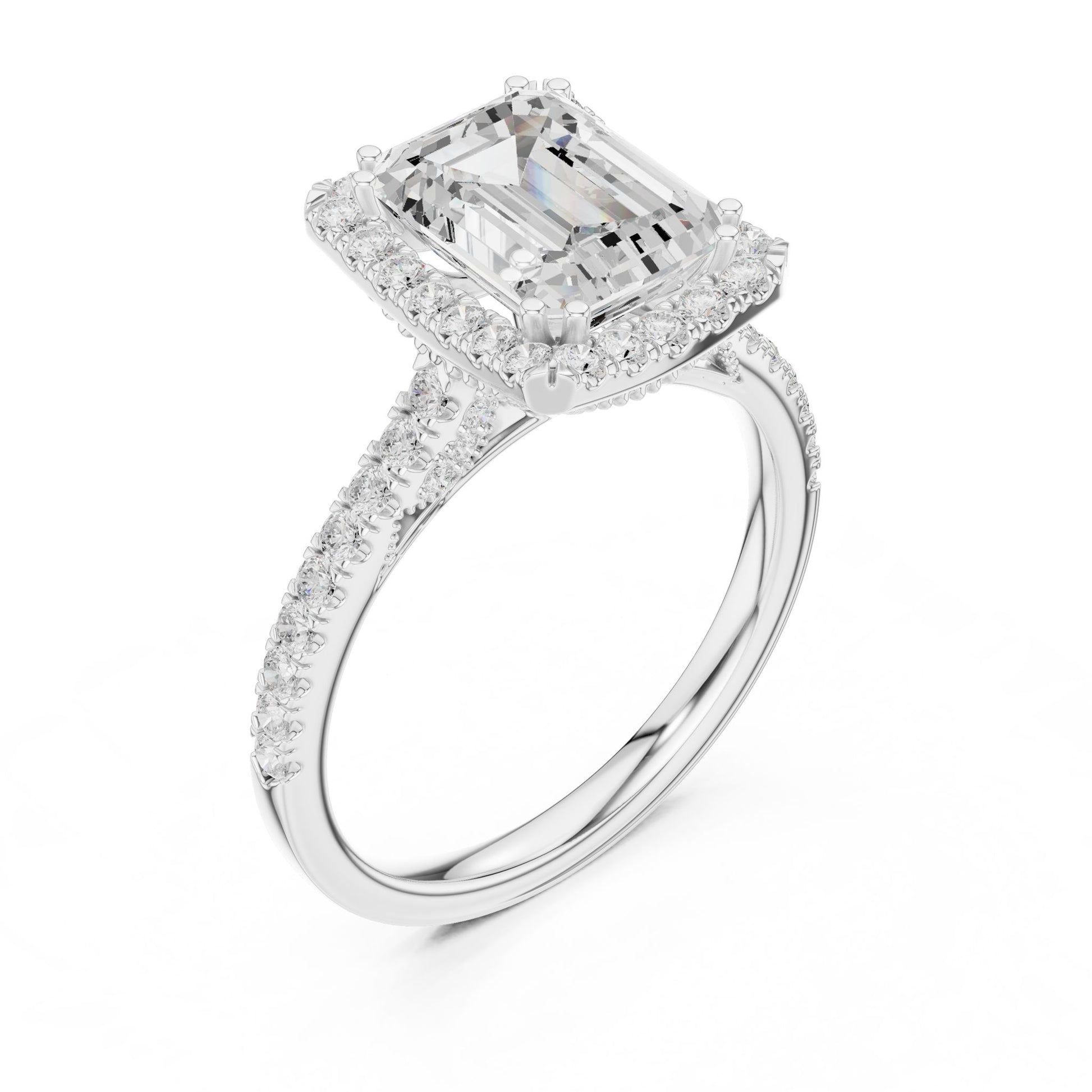 Emerald Lab Grown Diamond Halo Engagement Ring