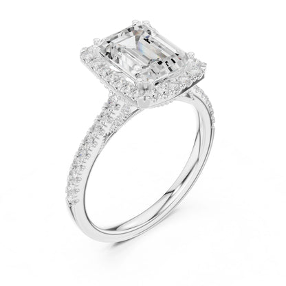 Emerald Lab Grown Diamond Halo Engagement Ring