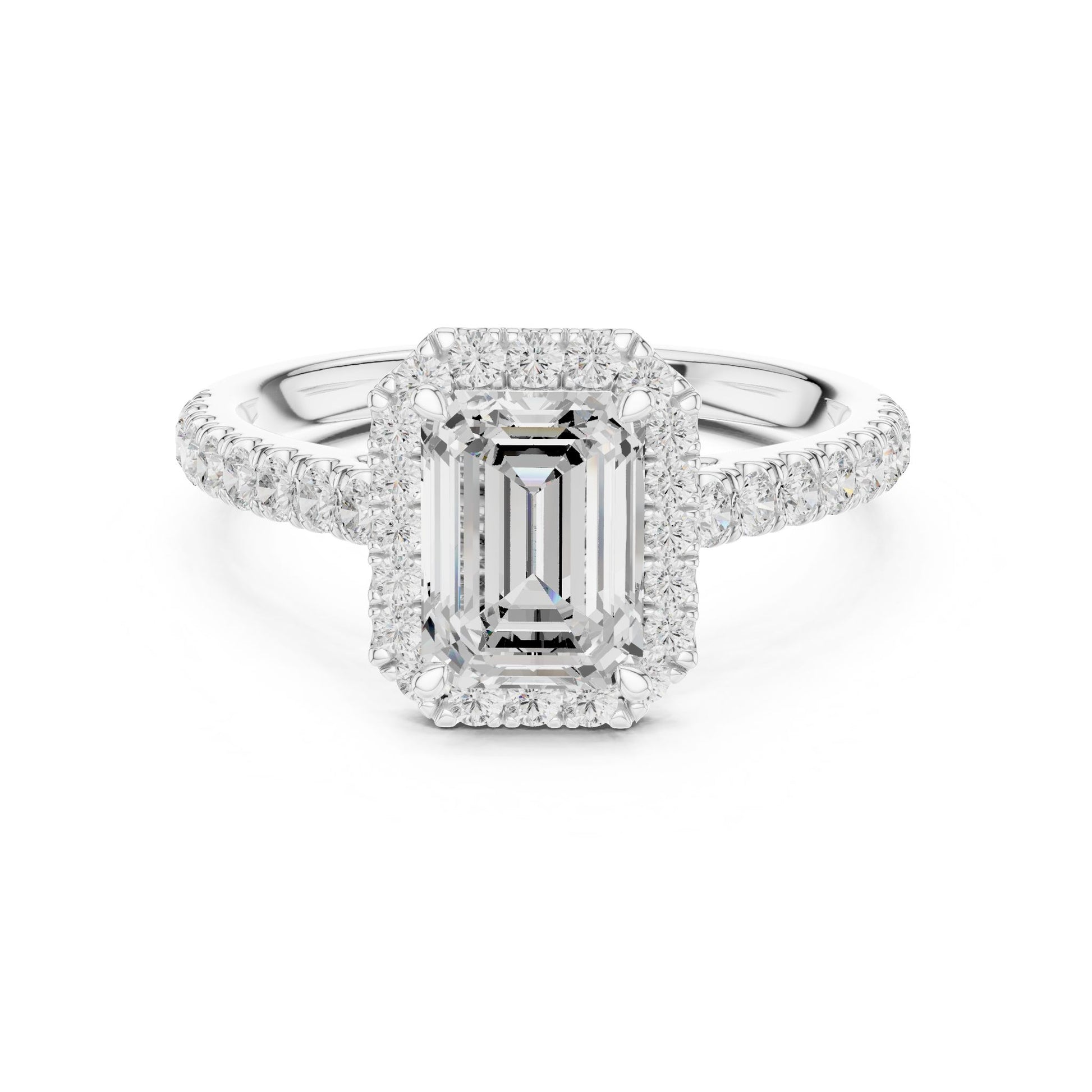 Emerald Lab Grown Diamond Halo Engagement Ring