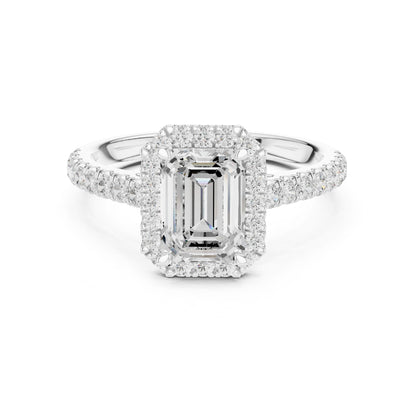 Emerald Lab Grown Diamond Halo Engagement Ring