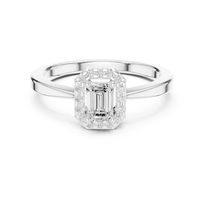 Emerald Lab Grown Diamond Halo Engagement Ring