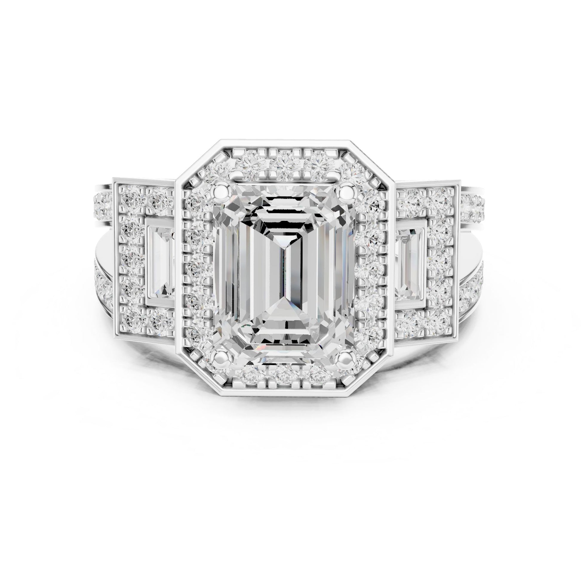 Emerald Lab Grown Diamond Halo Engagement Ring