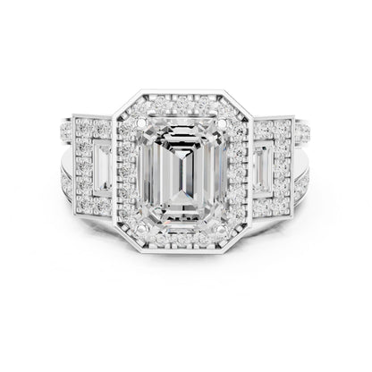 Emerald Lab Grown Diamond Halo Engagement Ring