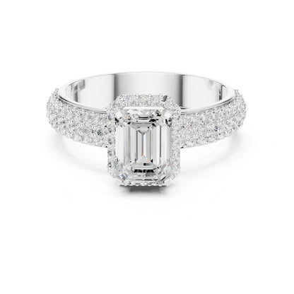 Emerald Lab Grown Diamond Halo Engagement Ring