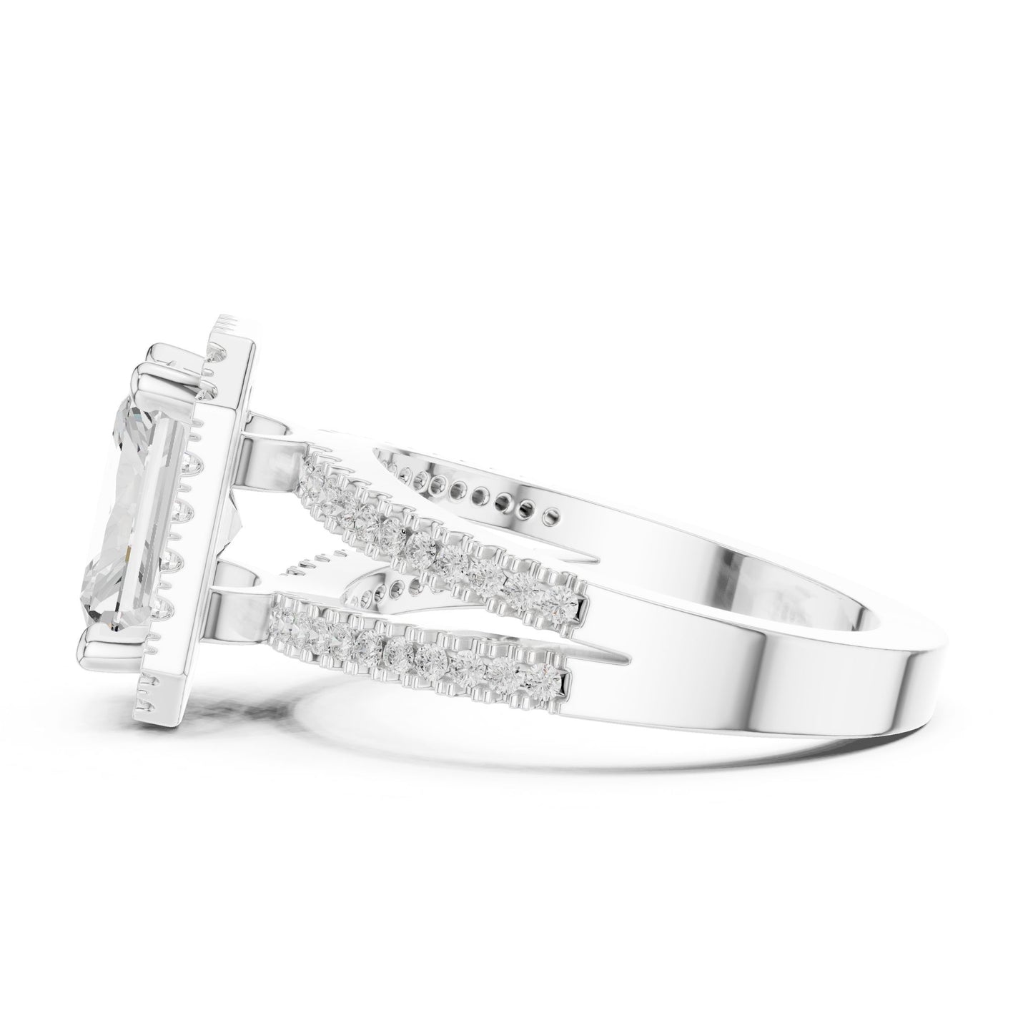 Emerald Lab Grown Diamond Halo Engagement Ring