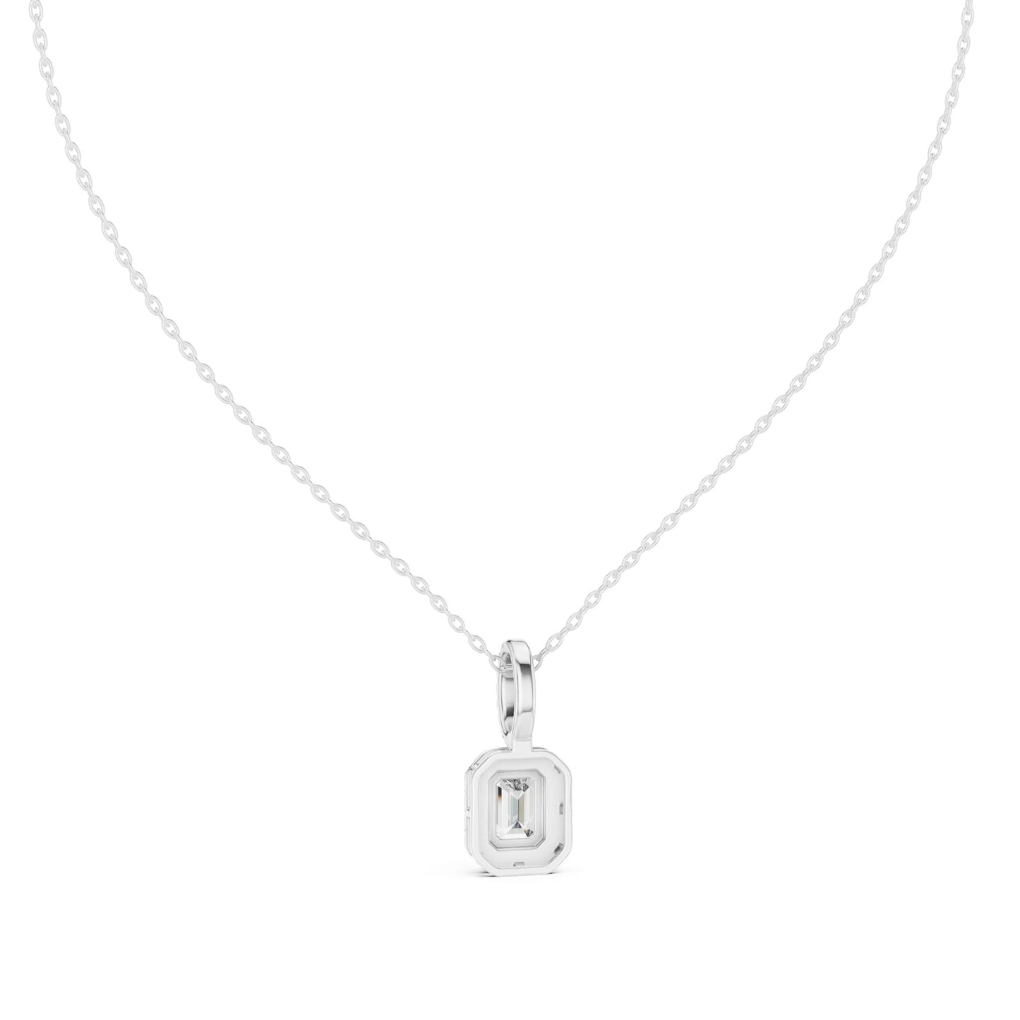 Emerald Lab Grown Diamond Halo Pendant