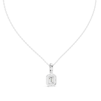 Emerald Lab Grown Diamond Halo Pendant