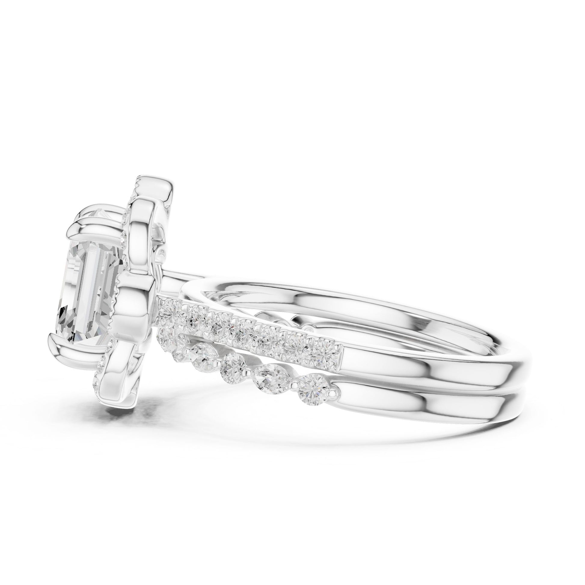 Emerald Lab Grown Diamond Halo Engagement Ring