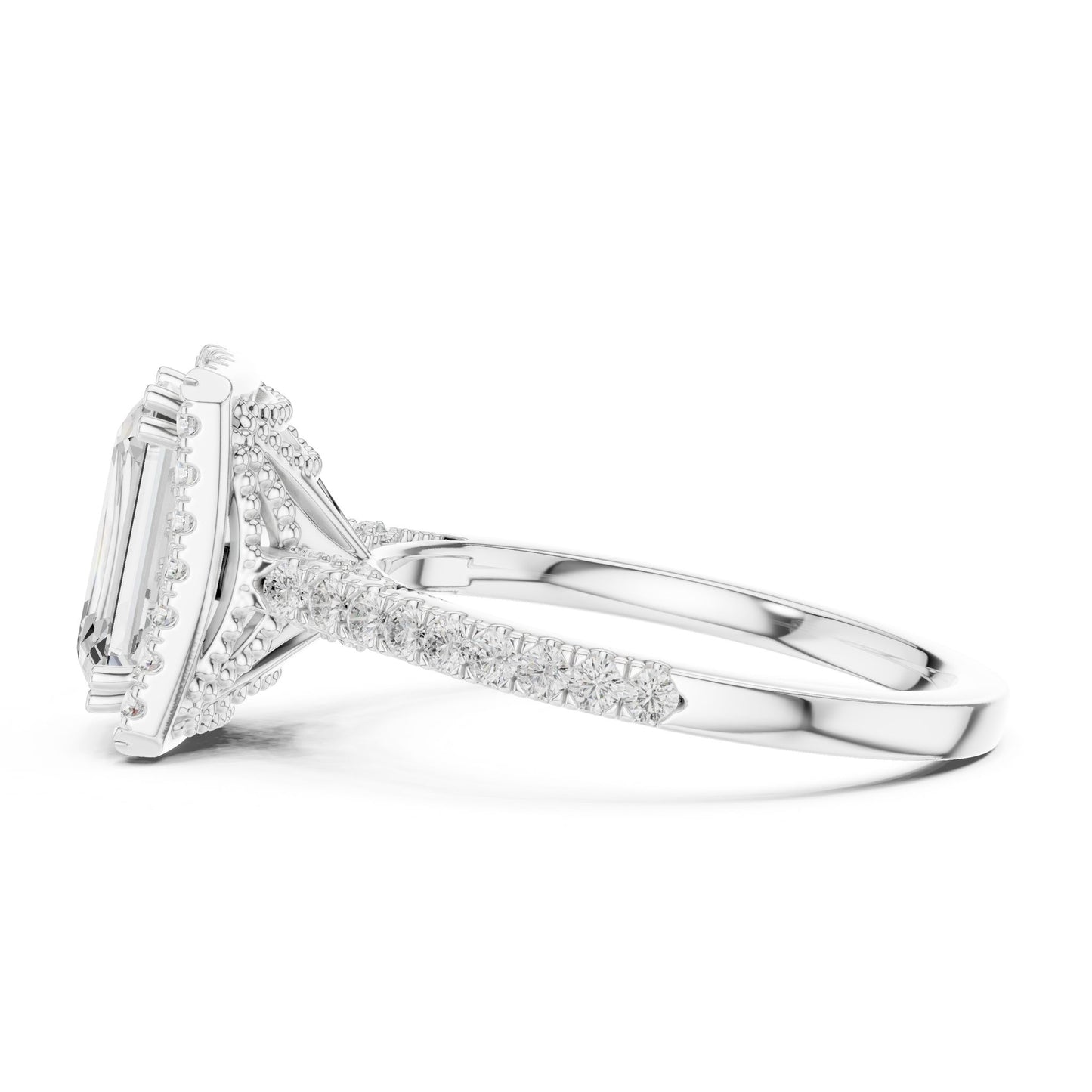 Emerald Lab Grown Diamond Halo Engagement Ring