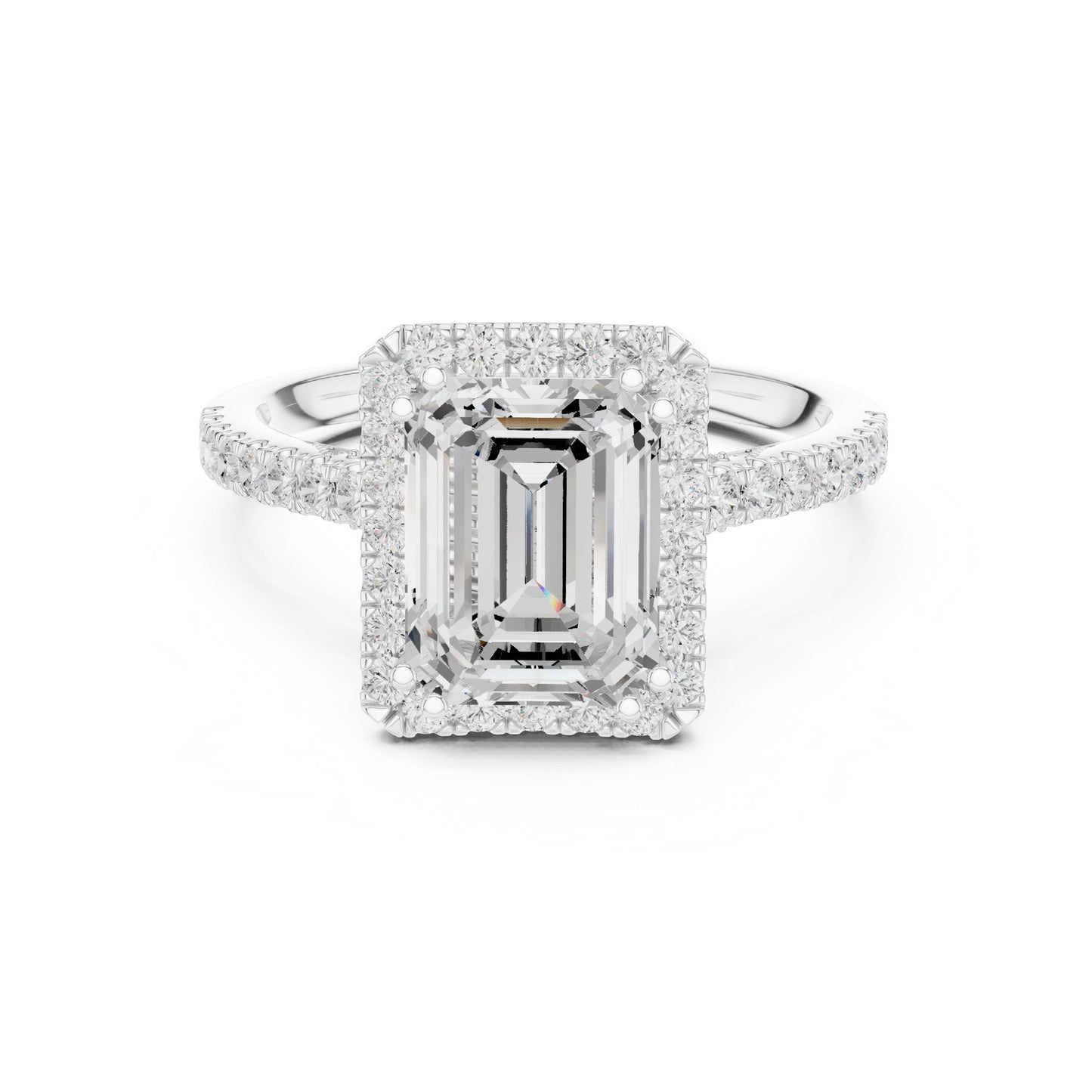 Emerald Lab Grown Diamond Halo Engagement Ring