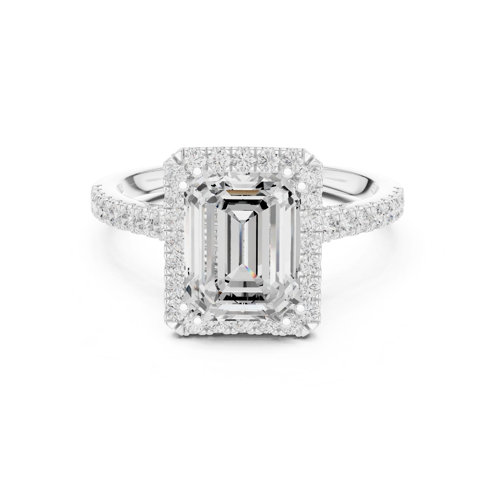 Emerald Lab Grown Diamond Halo Engagement Ring