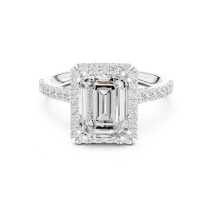 Emerald Lab Grown Diamond Halo Engagement Ring