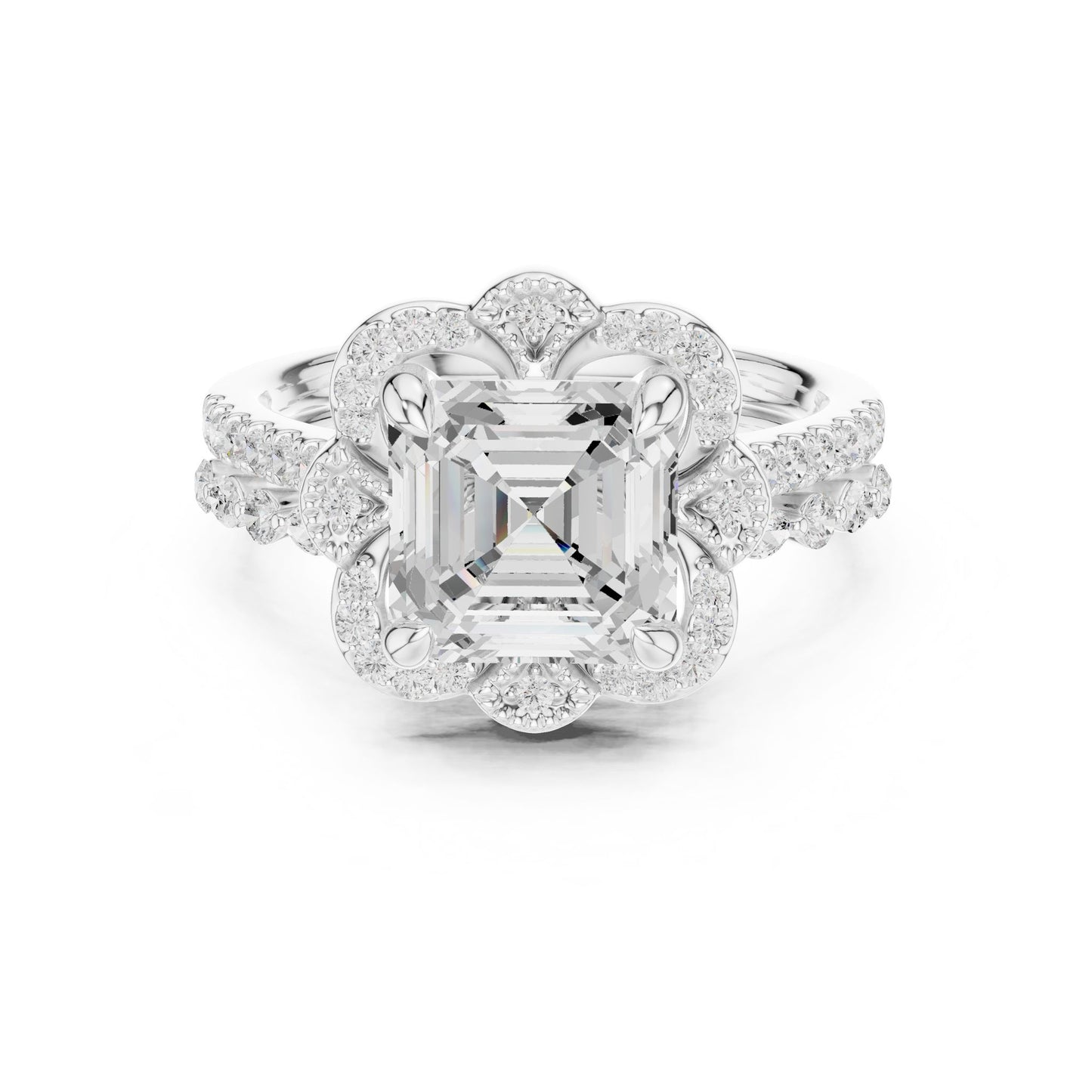 Emerald Lab Grown Diamond Halo Engagement Ring